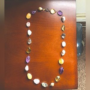 Stunning NIB Margo Morrison 35” Stone, Quartz and Crystal necklace.